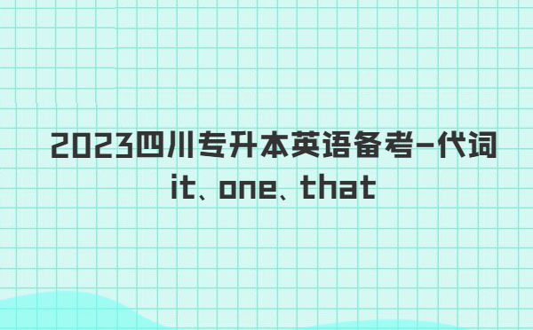 2023四川專升本英語備考-代詞it、one、that
