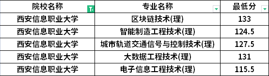 2022年西安信息職業大學專升本退役士兵考生最低分數線