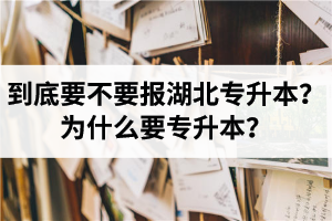 到底要不要報湖北專升本？為什么要專升本？