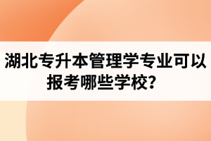 湖北專升本管理學專業可以報考哪些學校？屬于管理學的專業有哪些？
