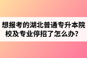 想報考的湖北普通專升本院校及專業停招了怎么辦？