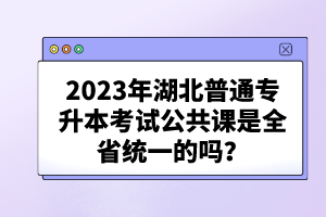 2023年湖北普通專升本考試公共課是全省統一的嗎？