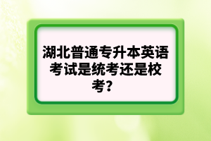 湖北普通專升本英語考試是統考還是?？?？