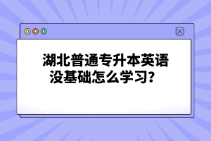 湖北普通專升本英語沒基礎怎么學習？