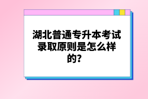 湖北普通專升本考試錄取原則是怎么樣的？