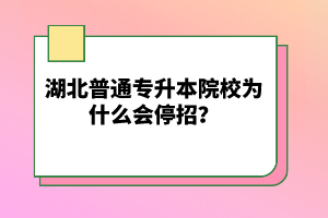 湖北普通專升本院校為什么會停招？