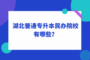 2022年湖北普通專升本民辦院校有哪些？