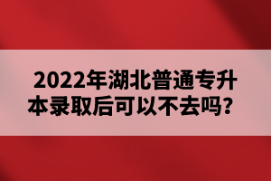 2022年湖北普通專升本錄取后可以不去嗎？