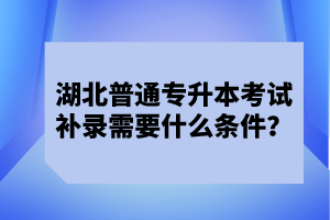 湖北普通專升本考試補錄需要什么條件？