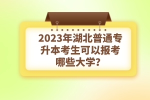 2023年湖北普通專升本考生可以報考哪些大學？