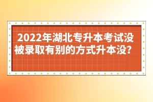 2022年湖北專升本考試沒被錄取有別的方式升本沒？