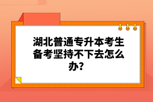 湖北普通專升本考生備考堅持不下去怎么辦？