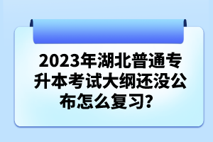 2023年湖北普通專升本考試大綱還沒公布怎么復習？