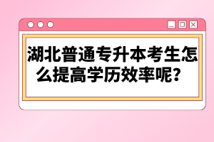湖北普通專升本考生怎么提高學歷效率呢？