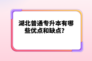 湖北普通專升本有哪些優點和缺點？
