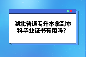 湖北普通專升本拿到本科畢業證書有用嗎？