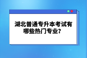 湖北普通專升本考試有哪些熱門專業？