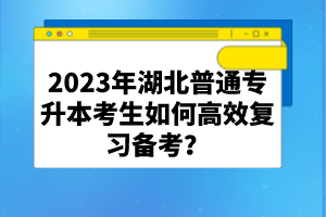 2023年湖北普通專升本考生如何高效復習備考？