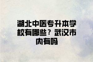 武漢有可以報中醫類專業的湖北普通專升本學校嗎？