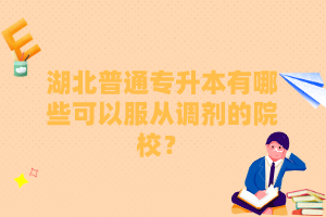 湖北普通專升本有哪些可以服從調劑的院校？