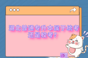 湖北普通專升本屬于統考還是?？?？