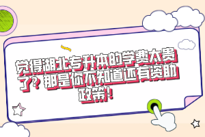 覺得湖北專升本的學費太貴了？那是你不知道還有資助政策！