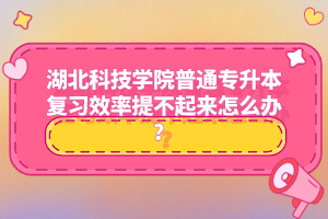 湖北科技學院普通專升本復習效率提不起來怎么辦？