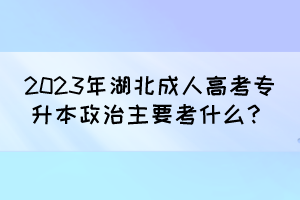 2023年湖北成人高考專升本政治主要考什么？